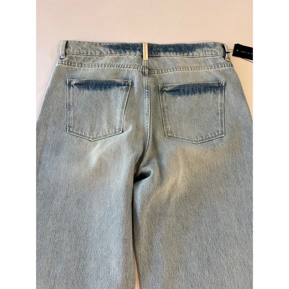 NWT Wandler High Rise Straight Leg Folded Denim Jeans Womens Size 32 Blue Green - Picture 14 of 16